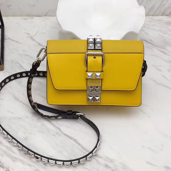 Prada Elektra Leather Bag Yellow 1BD121