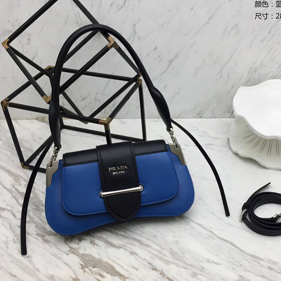 Prada Sidonie Leather Shoulder Bag Blue and Black 1BD168