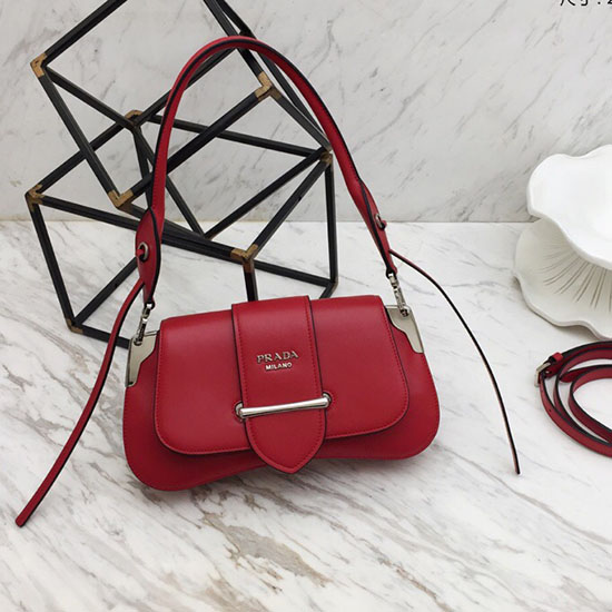 Prada Sidonie Leather Shoulder Bag Red 1BD168