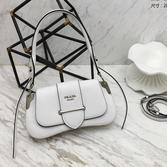 Prada Sidonie Leather Shoulder Bag White 1BD168