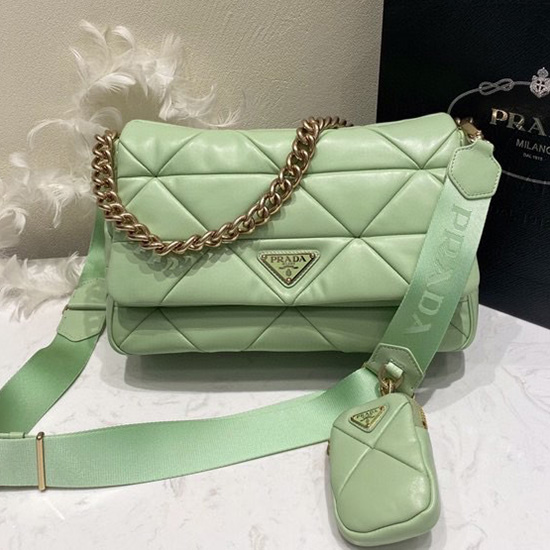 Prada System Nappa Leather Patchwork Bag Green 1BD291