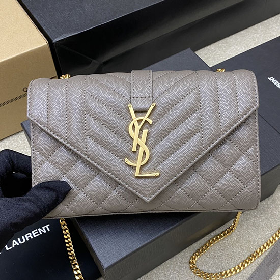 Saint Laurent Small Envelope Shoulder Bag Grey 526286