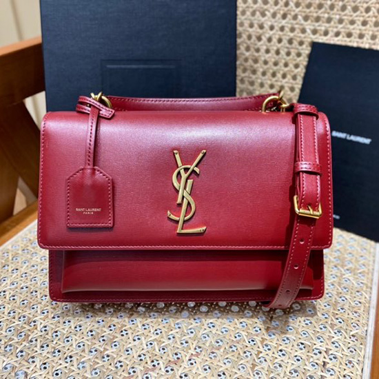 Saint Laurent Sunset Medium Satchel Red 634723