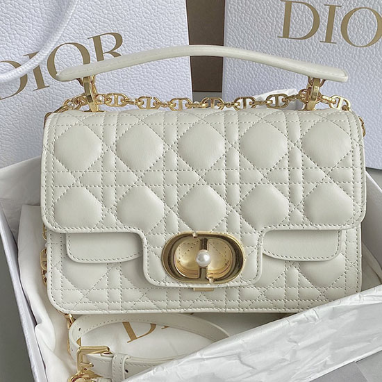 Small Dior Jolie Top Handle Bag White D6551