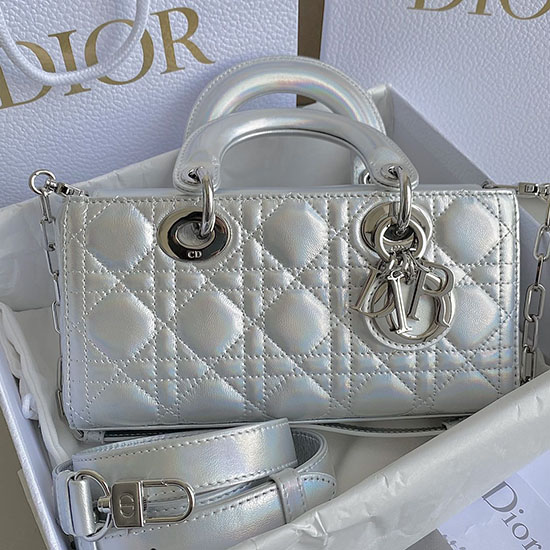 Small LADY D-JOY BAG Silver D3380