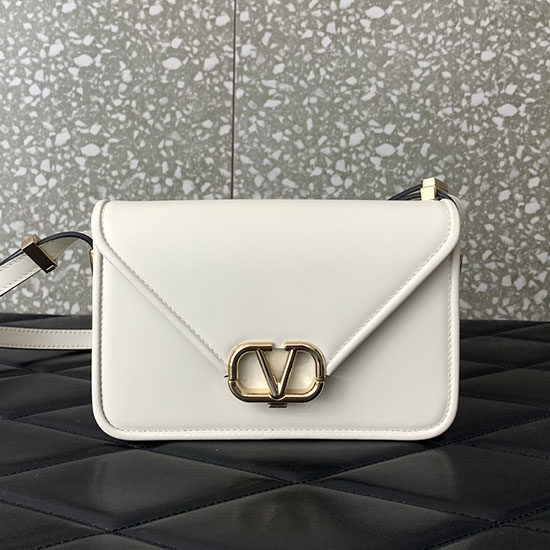 Small Valentino Garavani Shoulder Letter Bag White V5082