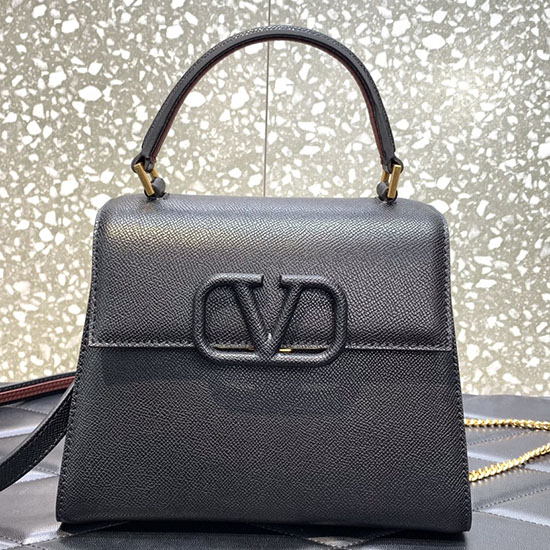 Small Vsling Grainy Calfskin Handbag Black V2727