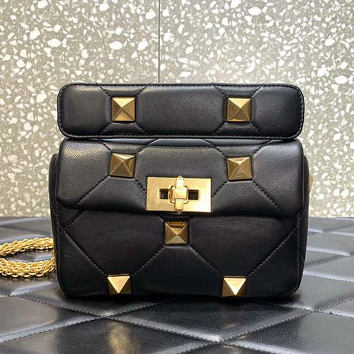 Valentino Small Roman Stud The Shoulder Bag Black WB0l04