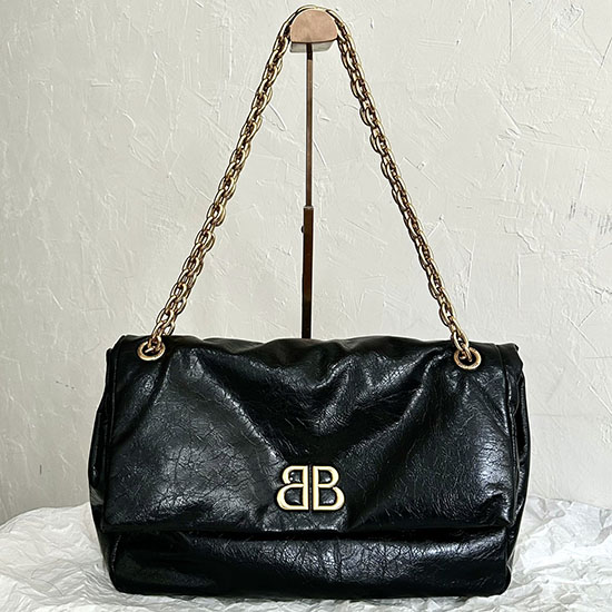 Balenciaga Arena Monaco Bolso Mediano Con Cadena Negro B765945