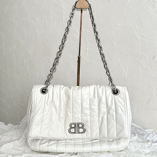 Balenciaga Monaco Bolso Mediano Con Cadena Blanco B765945