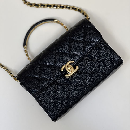 Bolso Chanel Con Solapa De Piel De Becerro Granulada Negro As3982