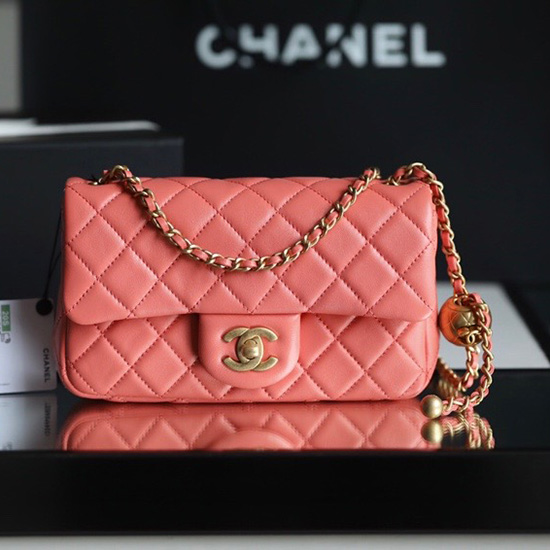 Bolso Chanel Con Solapa De Piel De Cordero Rosa As1787