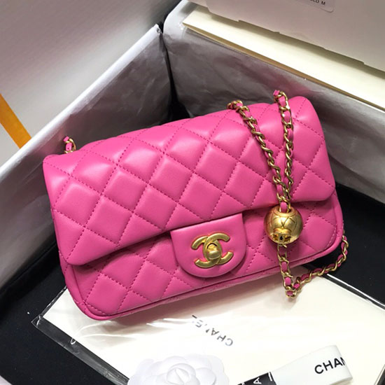 Bolso Chanel Con Solapa De Piel De Cordero Rosa As1787