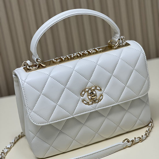 Bolso Chanel Con Solapa Y Asa Superior Blanco A92236