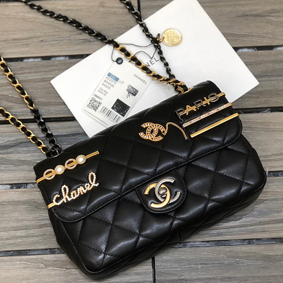 Bolso Chanel Pequeño Con Solapa Negro As2979