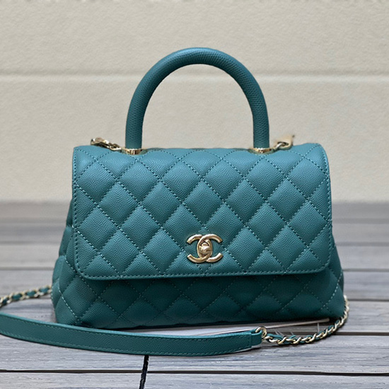 Bolso Chanel Pequeño Con Solapa Y Asa Superior Verde A92990