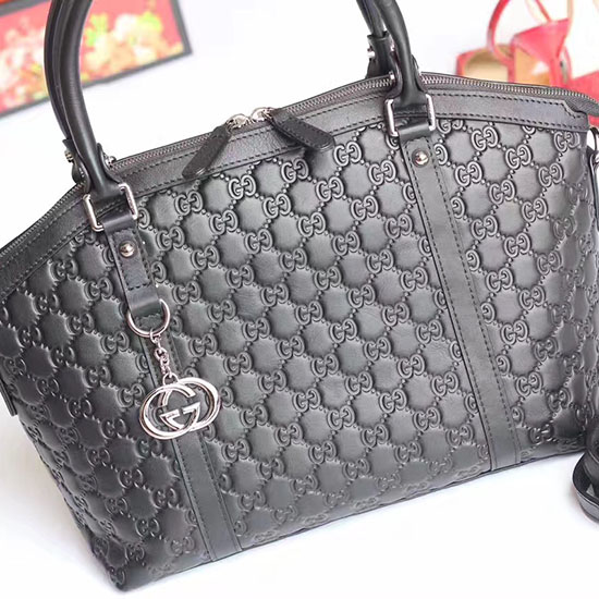 Bolso Con Asa Superior De Cuero Exclusivo De Gucci Negro 341503