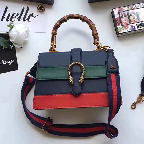 Bolso Con Asa Superior De Cuero Gucci Dionysus Azul/verde/rojo 448075