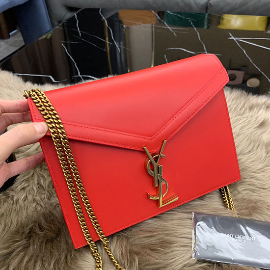 Bolso Con Cierre Monograma Saint Laurent Cassandra En Cuero Liso Rojo 532750