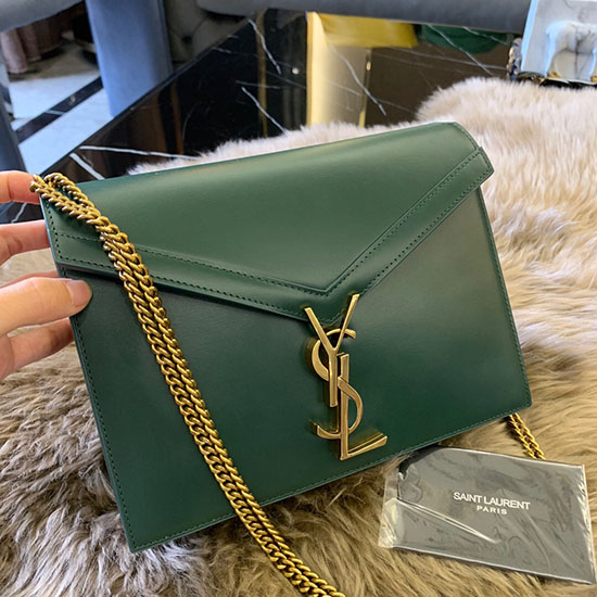 Bolso Con Cierre Monograma Saint Laurent Cassandra En Cuero Liso Verde 532750