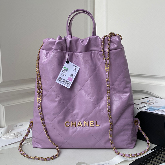 Bolso De Compras Chanel De Piel De Becerro Morado As3133