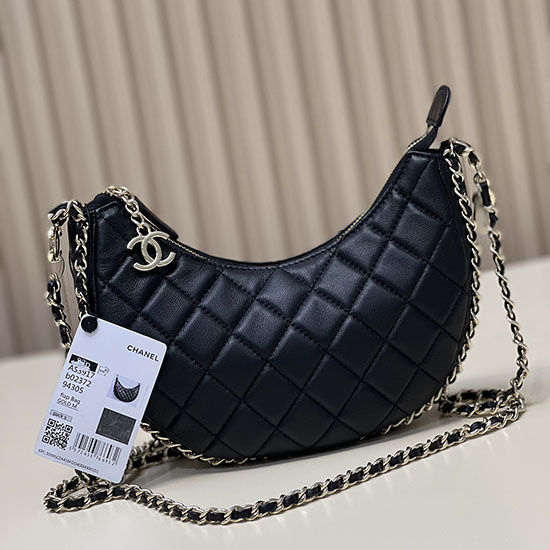 Bolso De Hombro Chanel De Piel De Cordero Negro As3917