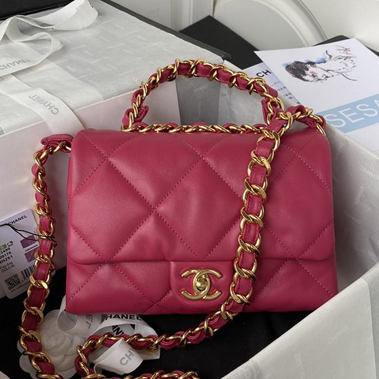 Bolso De Hombro Con Solapa De Piel De Cordero Chanel Melocotón As3499