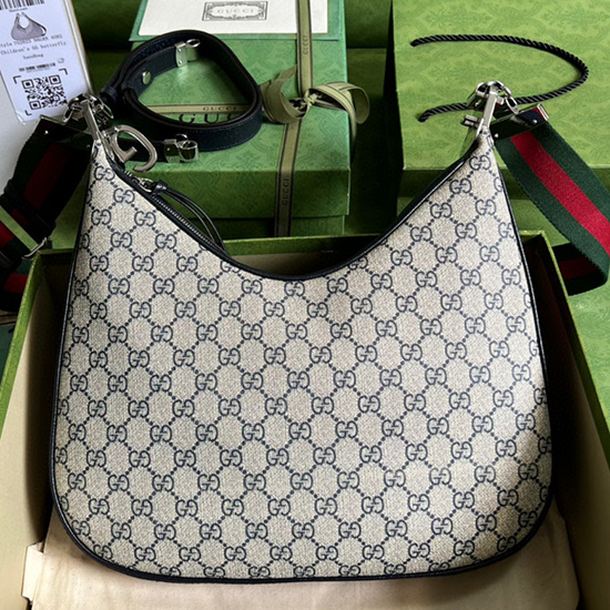 Bolso De Hombro Grande Gucci Agregado Gg Supremo Azul 702823