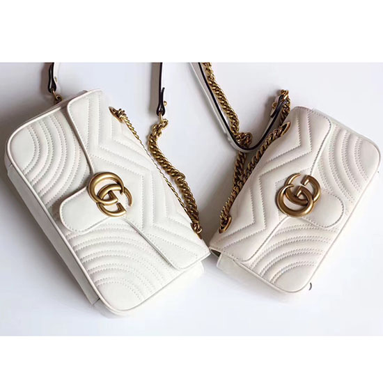 Bolso De Hombro Gucci Gg Marmont Matelasse Blanco 443497