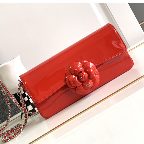 Bolso De Hombro Pequeño Chanel De Charol Rojo Cf2301