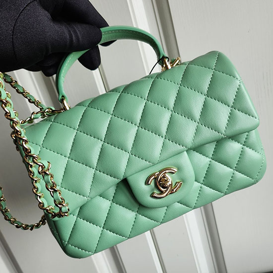 Bolso De Hombro Pequeño Con Solapa Chanel Verde As2431