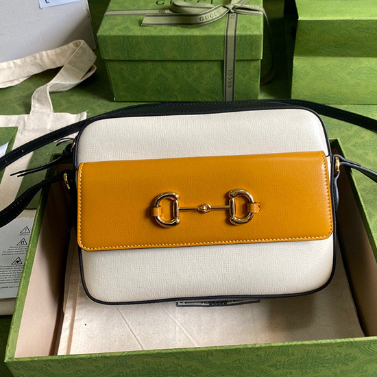 Bolso De Hombro Pequeño De Cuero Gucci Horsebit 1955 Amarillo 645454