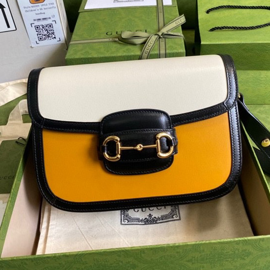 Bolso De Hombro Pequeño Gucci Horsebit 1955 Amarillo 602204