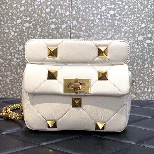 Bolso De Hombro Valentino Roman Stud Pequeño Blanco Wb0l04