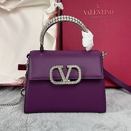 Bolso De Mano Valentino Pequeño Vsling Con Adornos De Cristal Violeta V2628