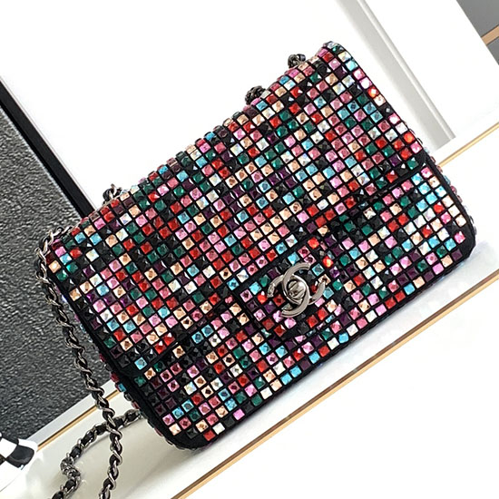 Bolso De Noche Chanel Pequeño Con Solapa Y Cristal Multicolor As23