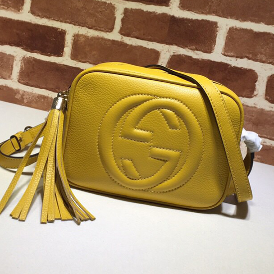 Bolso Disco De Cuero Gucci Soho Amarillo 308364