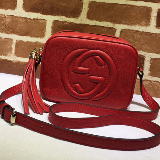 Bolso Disco Gucci Soho De Cuero Rojo 308364