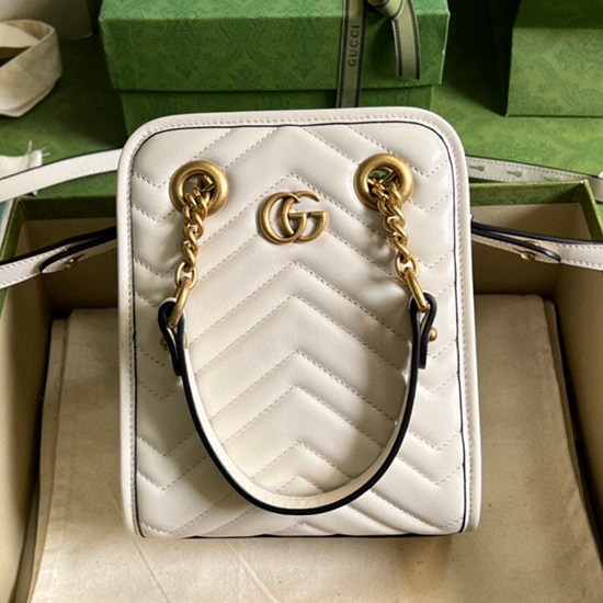 Bolso Gucci Gg Marmont Matelasse Mini Blanco 696123