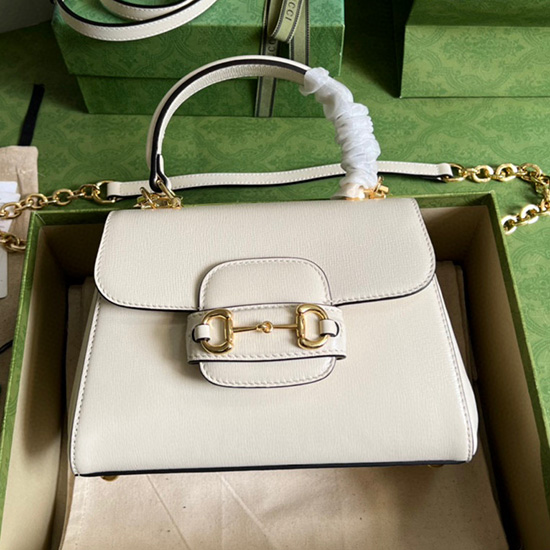 Bolso Gucci Horsebit 1955 Con Asa Superior Blanco 703848