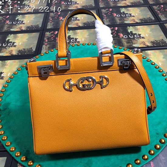 Bolso Gucci Pequeño De Cuero Granulado Con Asa Superior Amarillo 569712