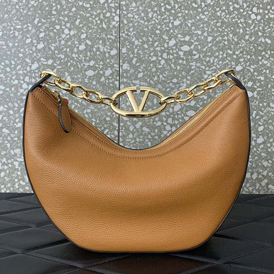 Bolso Hobo Valentino Pequeño Vlogo Moon Marrón V0098