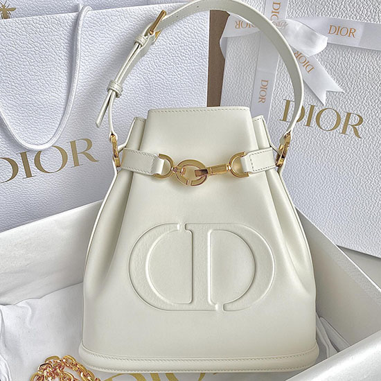 Bolso Mediano Cest Dior De Piel De Becerro Blanco D7061