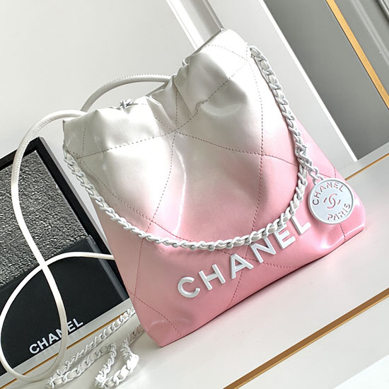 Bolso Mini Chanel 22 Rosa Y Blanco As3980