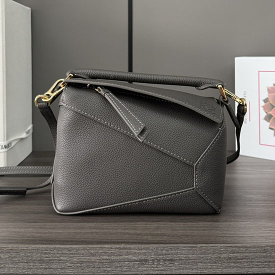 Bolso Mini Rompecabezas Loewe Clásico De Piel De Becerro L062312 Gris Oscuro