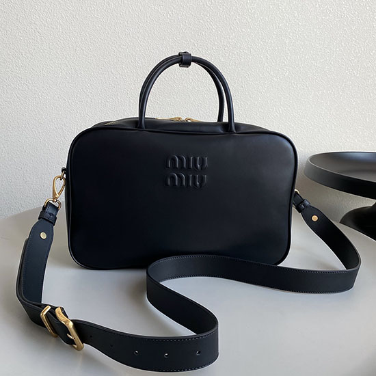 Bolso Miu Miu De Piel Con Asa Superior Y Correa Negro 5bb117