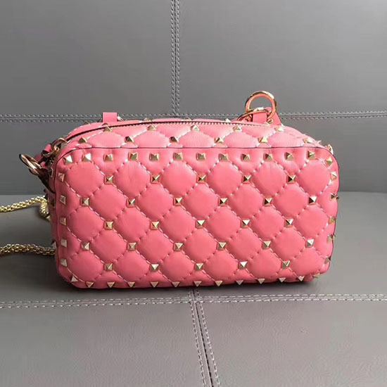 Bolso Para Cámara Rockstud Spike Gratis De Valentino Garavani Rosa V0125