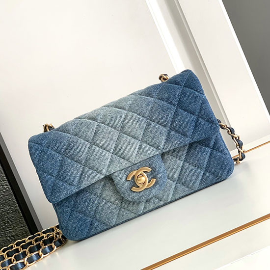 Bolso Pequeño De Mezclilla Chanel Azul A1116