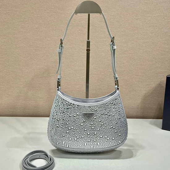 Bolso Prada Cleo De Raso Con Cristales Blanco 1bc169