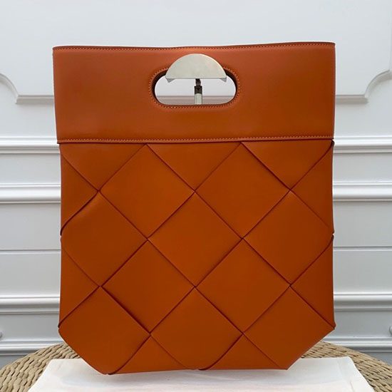 Bolso Tote Pequeño De Bottega Veneta En Becerro Francés Naranja 574153